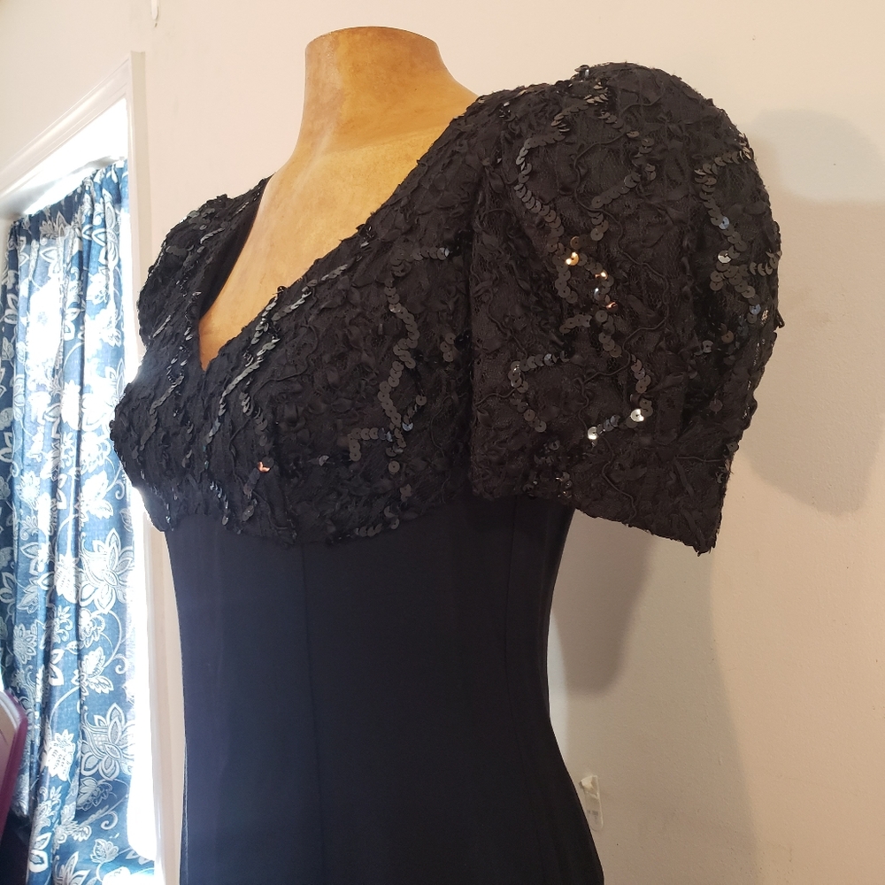Vintage Black Sequin Amanda Taylor Dress Size 8 - Picture 3 of 6